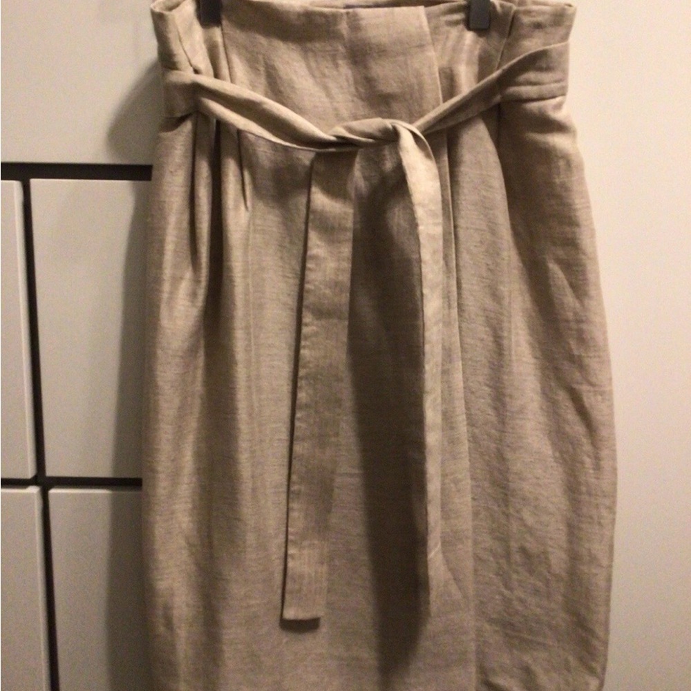 COS Beige Pencil Skirt with Tie Waist
